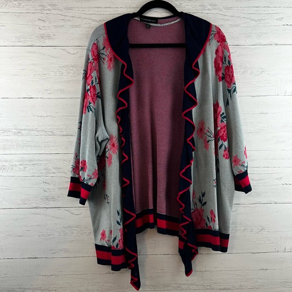 Lane Bryant Floral Draped Front Long Sleeve Cardigan Size 18/20 - Picture 1 of 9